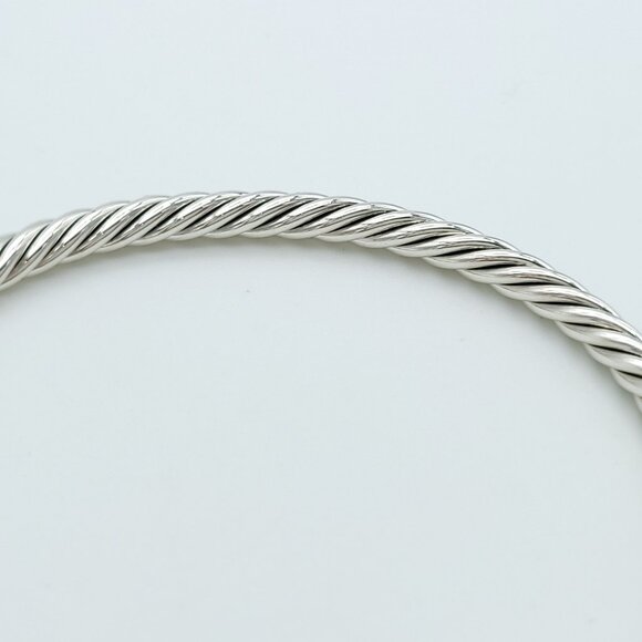 David Yurman Sterling Silver & 14k Gold 4mm Flex Cable Bangle Bracelet 7 Inch - Picture 9 of 9